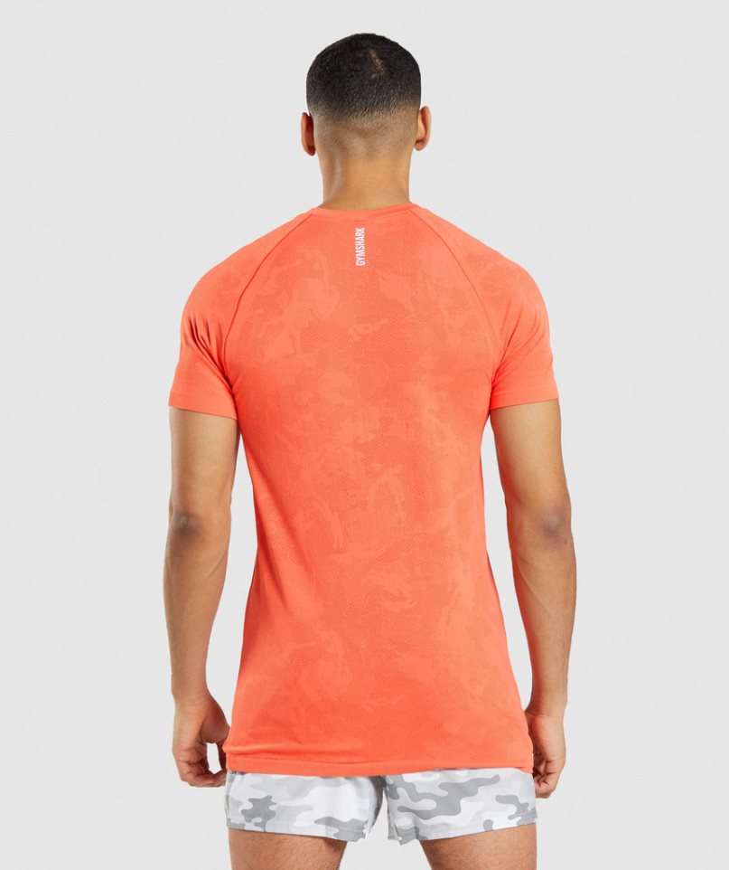 Men's Gymshark Geo Seamless T-Shirts Orange | NZ 2PEAFB